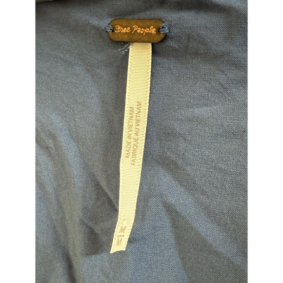 FREE PEOPLE Everyone's Favorite Mini Dress Blue Floral Feminine Boho M With Tote - Picture 3 of 12